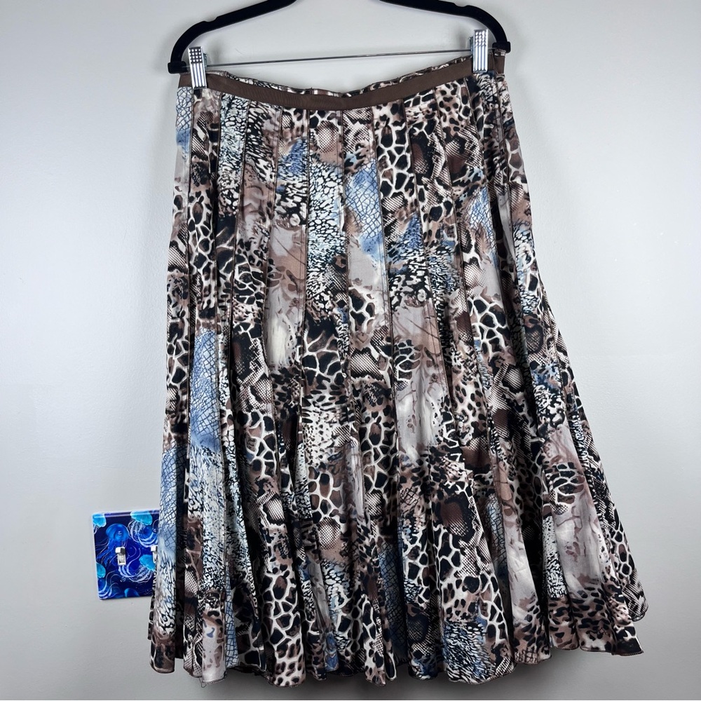 Focus Lifestyle Midi Skirt Animal Print Indie Peasant Festival Boho Pleated 10